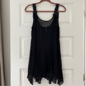 Free People Sheer Slip with Beaded Detail in Black